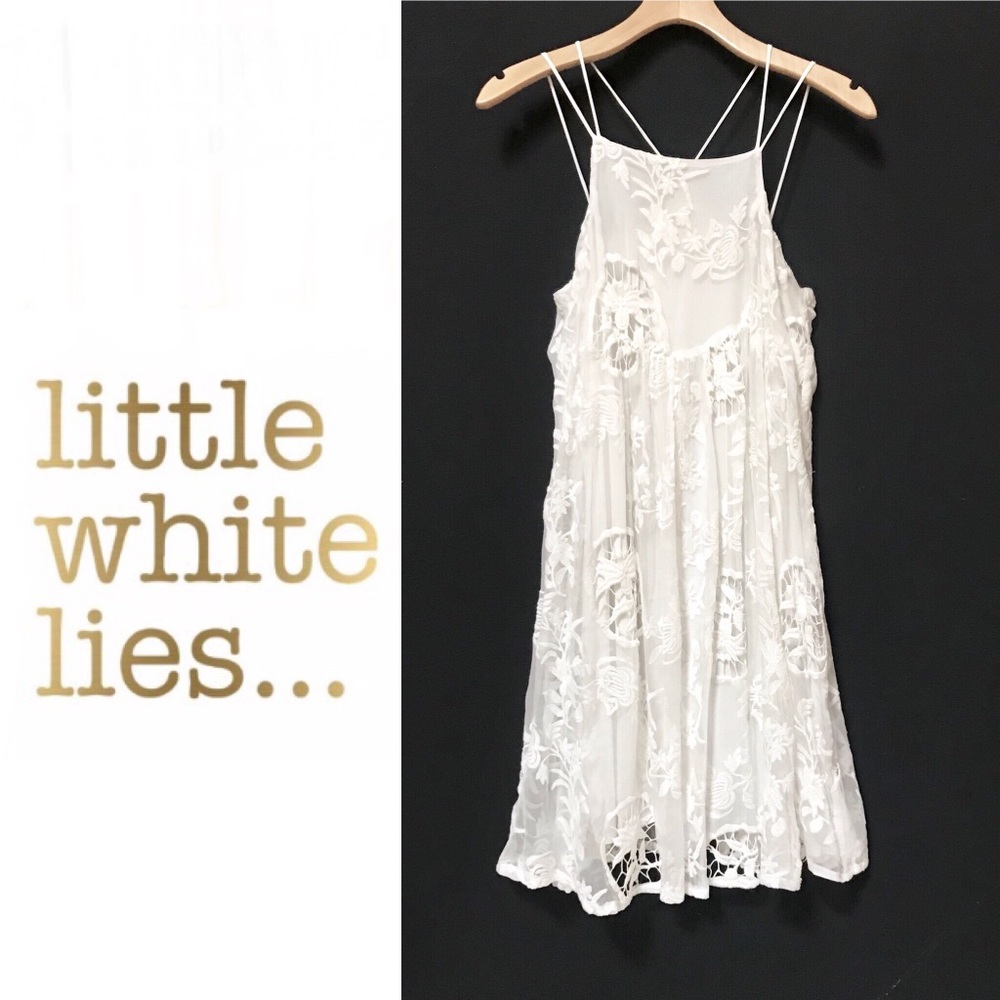 Little White Lies... Silk Lace Strappy Swing Dress